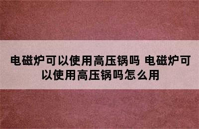 电磁炉可以使用高压锅吗 电磁炉可以使用高压锅吗怎么用